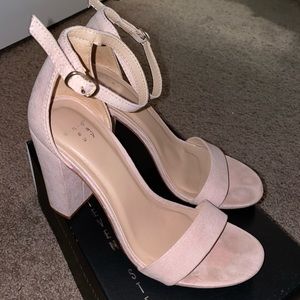 Blush suede block heels size 7